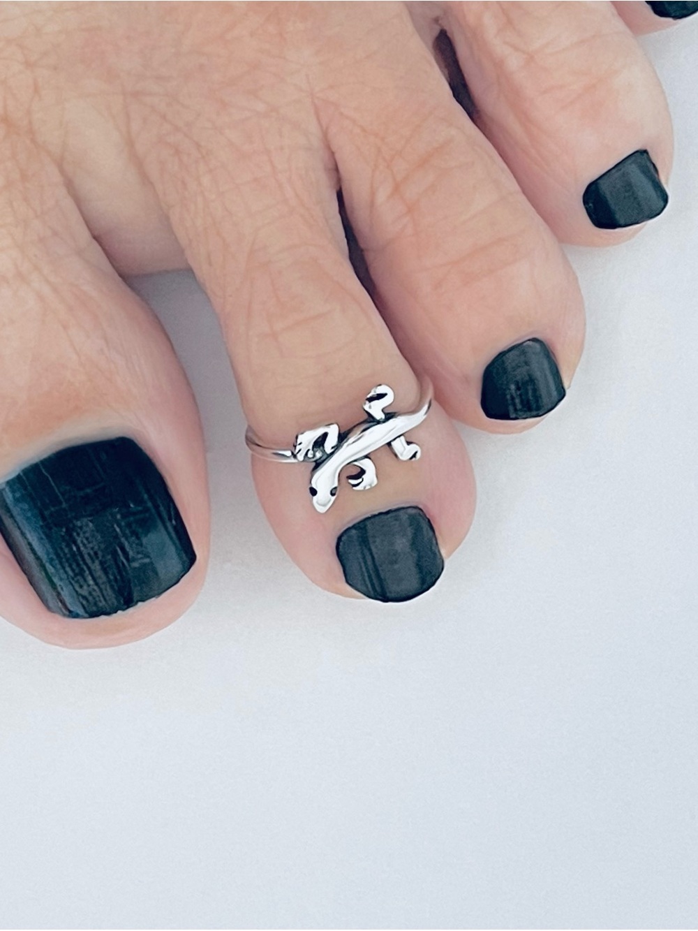 Sterling Silver Lizard Toe Ring, Silver Gecko Rings, Reptile Animal Jewelry